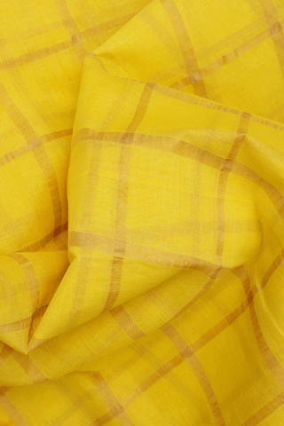 Allover Checks Design Royal Yellow Ahmedabad Cotton Saree