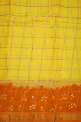 Allover Checks Design Royal Yellow Ahmedabad Cotton Saree