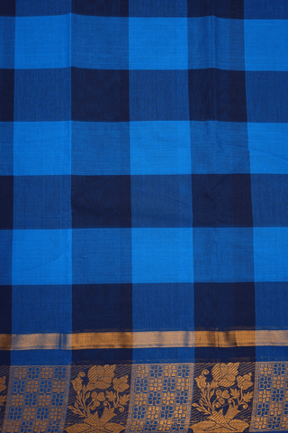 Allover Checks Design Shades Of Blue Chettinadu Cotton Saree