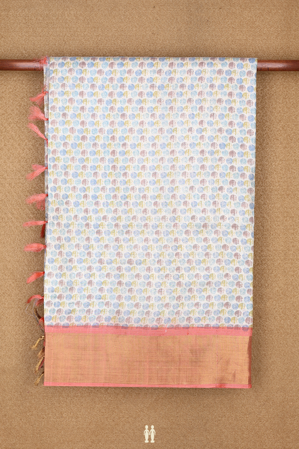 Allover Circle Printed Multicolor Tussar Silk Saree