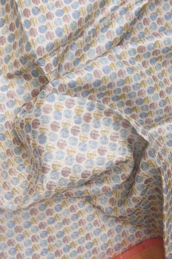 Allover Circle Printed Multicolor Tussar Silk Saree