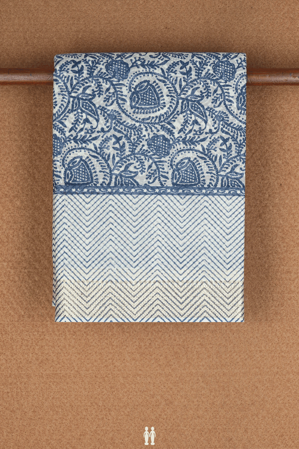 Allover Design Blue And White Printed Cotton Saree