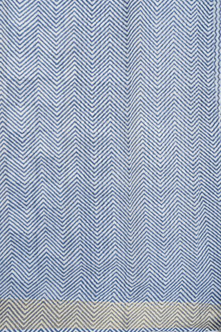 Allover Design Blue And White Printed Cotton Saree