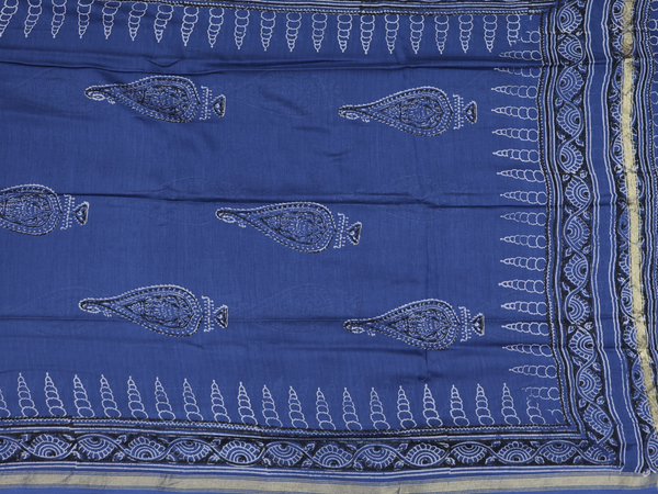 Allover Design Blue Ikat Cotton Unstitched Salwar Material