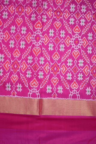 Allover Design Bright Orange Pochampally Silk Saree