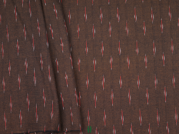Allover Design Brown Ikat Cotton Blouse Material