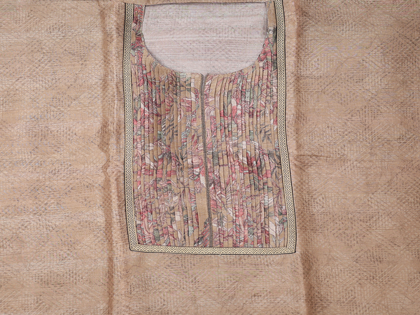 Allover Design Brown Silk Cotton Unstitched Salwar Material