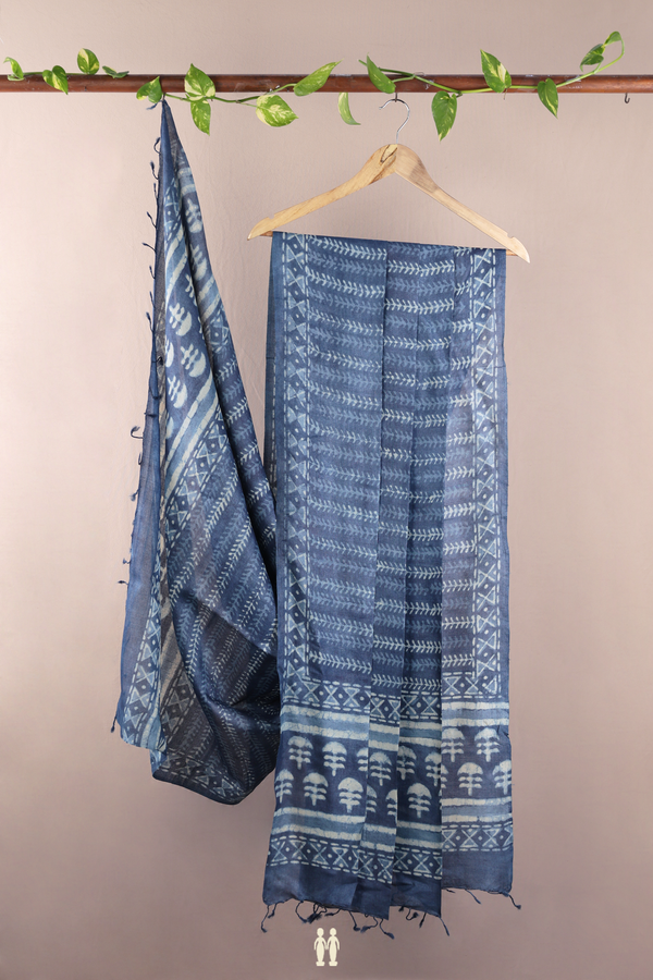 Allover Design Capri Blue Tussar Silk Dupatta