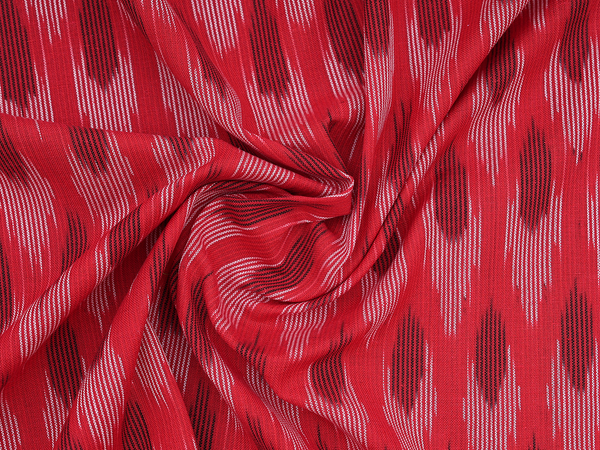 Allover Design Chilli Red Ikat Cotton Blouse Material