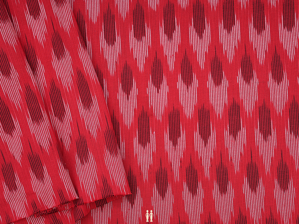 Allover Design Chilli Red Ikat Cotton Blouse Material
