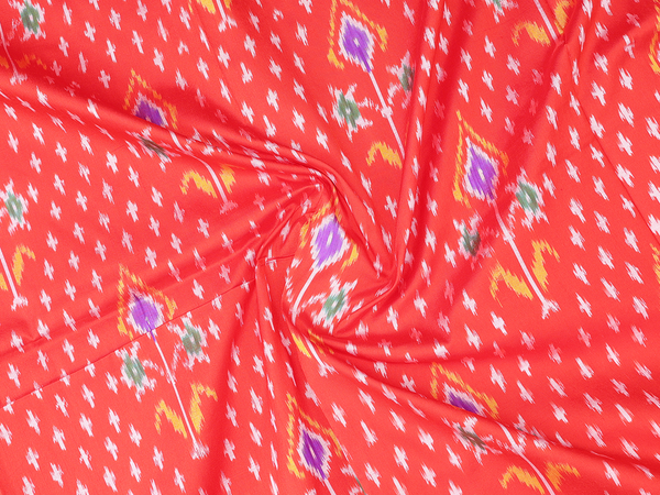 Allover Design Chilli Red Pochampally Pavadai Sattai Material