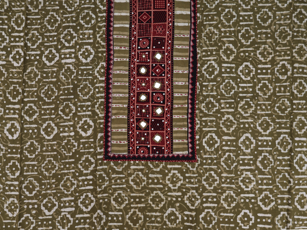 Allover Design Green Cotton Unstitched Salwar Set