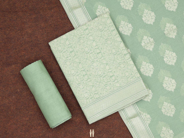 Allover Design Green Kota Cotton Unstitched Salwar Material