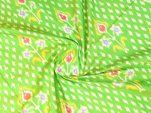 Allover Design Green Pochampally Pavadai Sattai Material