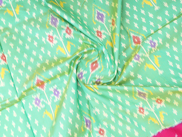 Allover Design Green Pochampally Pavadai Sattai Material