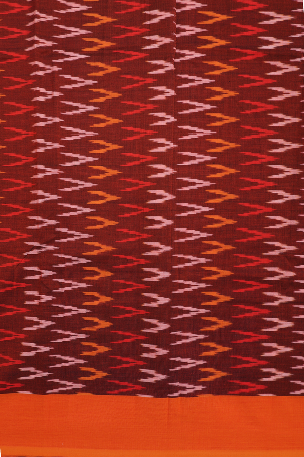 Allover Design Maroon Pochampally Cotton Half Saree Material