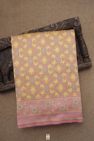 Allover Design Mustard Yellow Kora Banarasi Silk Saree