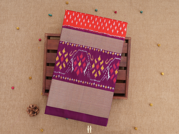 Allover Design Orange Pochampally Pavadai Sattai Material
