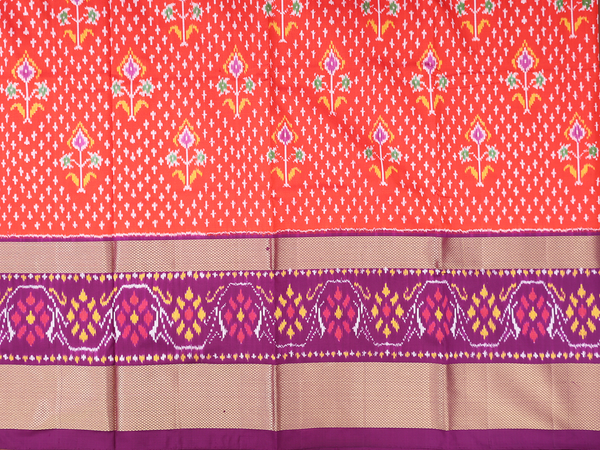 Allover Design Orange Pochampally Pavadai Sattai Material