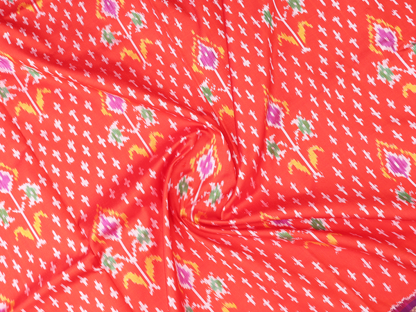 Allover Design Orange Pochampally Pavadai Sattai Material