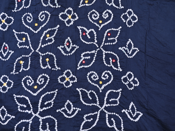 Allover Design Oxford Blue Bandhani Unstitched Salwar Material