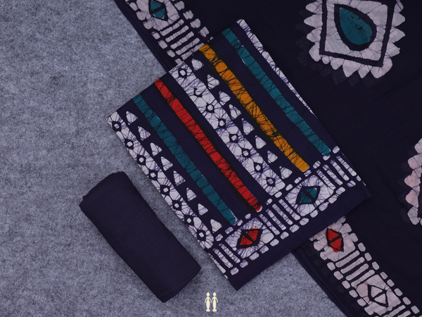 Allover Design Oxford Blue Cotton Unstitched Salwar Material