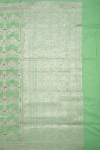 Allover Design Pastel Green Banarasi Silk Saree
