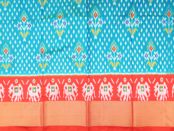 Allover Design Peacock Blue Pochampally Pavadai Sattai Mater
