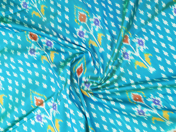 Allover Design Peacock Blue Pochampally Pavadai Sattai Mater
