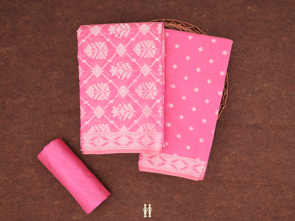 Allover Design Pink Kota Cotton Unstitched Salwar Material