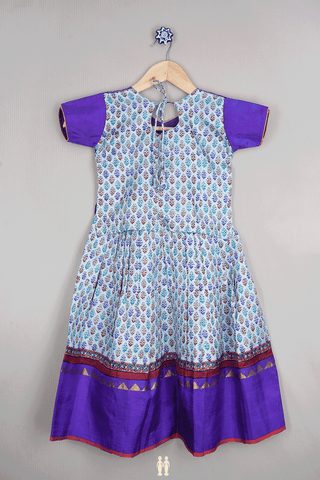 Allover Design Purple And Blue Readymade Pavadai Sattai