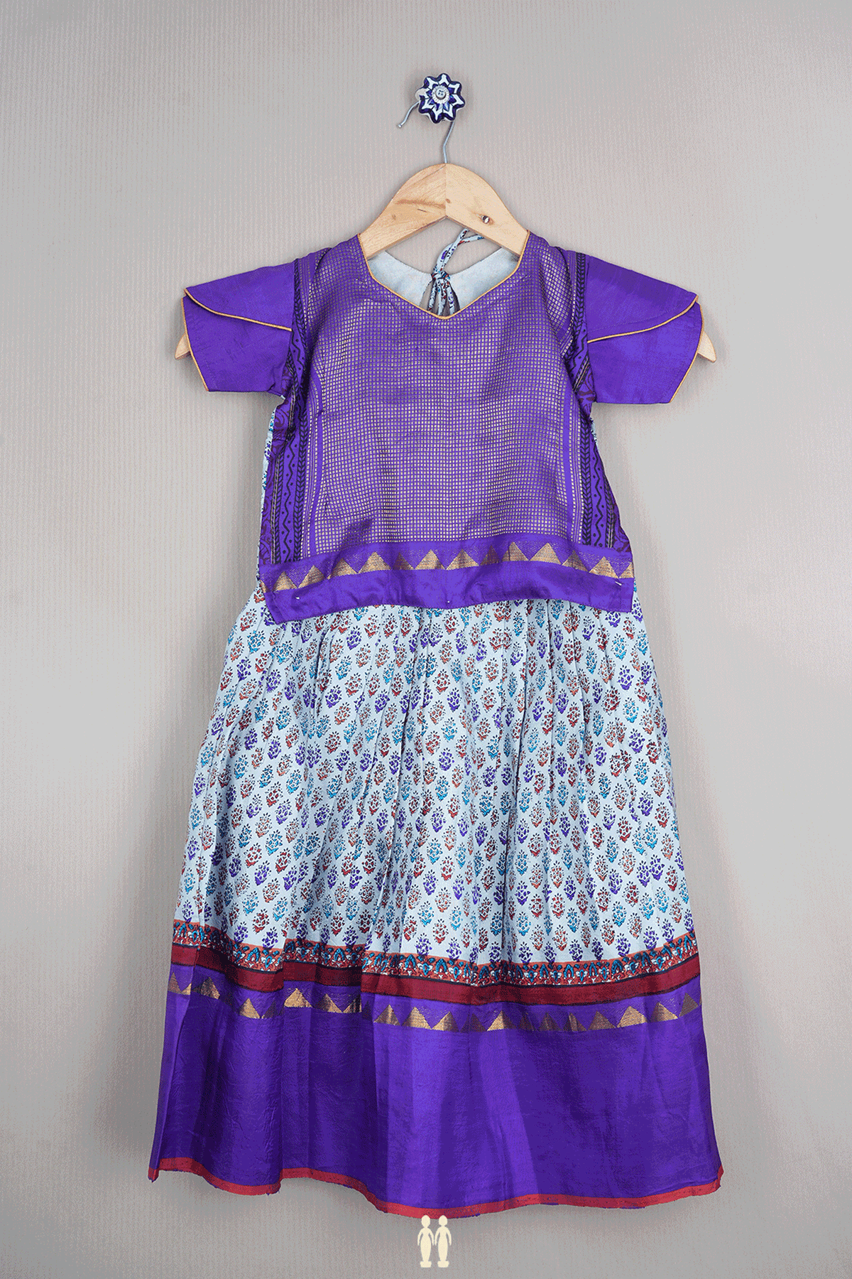 Allover Design Purple And Blue Readymade Pavadai Sattai