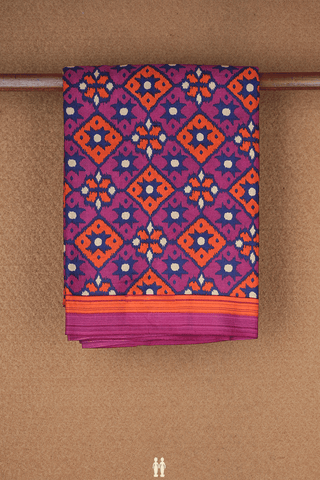 Allover Design Purple Printed Silk Saree