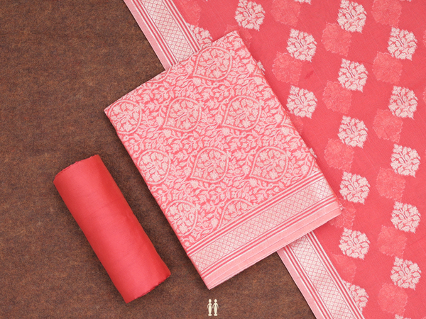 Allover Design Red Kota Cotton Unstitched Salwar Material