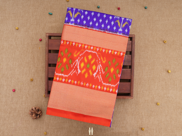 Allover Design Royal Blue Pochampally Pavadai Sattai Materia