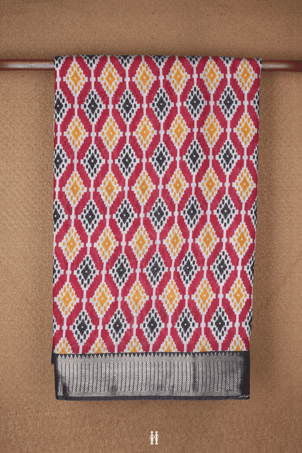 Allover Design Ruby Red Chanderi Cotton Saree