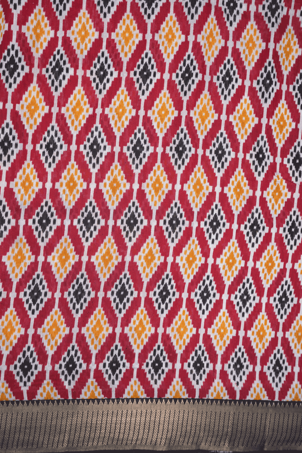 Allover Design Ruby Red Chanderi Cotton Saree