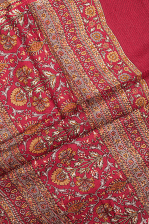 Allover Design Ruby Red Printed Silk Saree