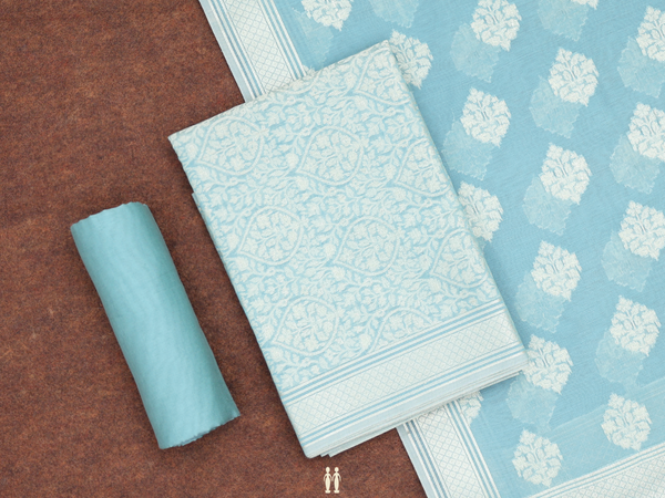 Allover Design Turkish Blue Kota Unstitched Salwar Material