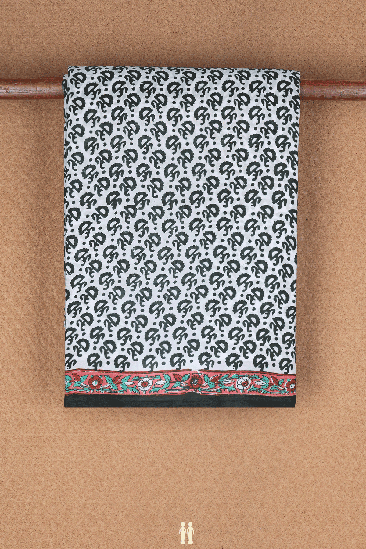 Allover Design White Printed Silk Saree
