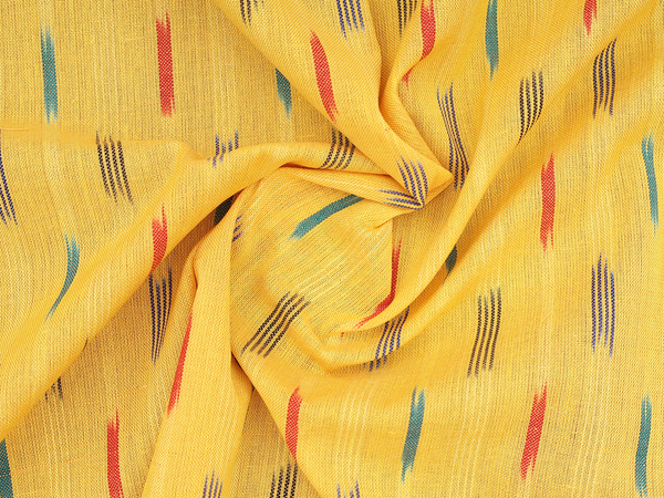 Allover Design Yellow Ikat Cotton Blouse Material