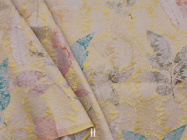 Allover Design Yellow Banarasi Silk Blouse Material