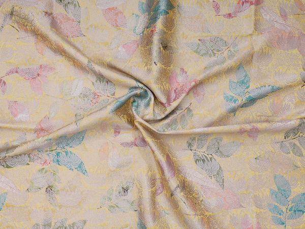 Allover Design Yellow Banarasi Silk Blouse Material