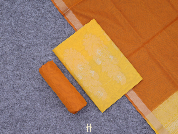 Allover Design Yellow Silk Unstitched Salwar Material