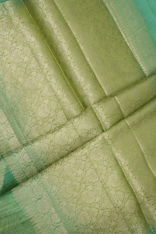 Allover Diagonal Design Shades Of Green Chanderi Cotton Saree