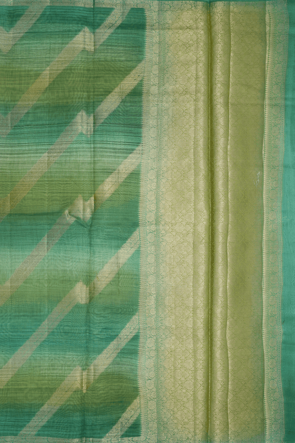 Allover Diagonal Design Shades Of Green Chanderi Cotton Saree