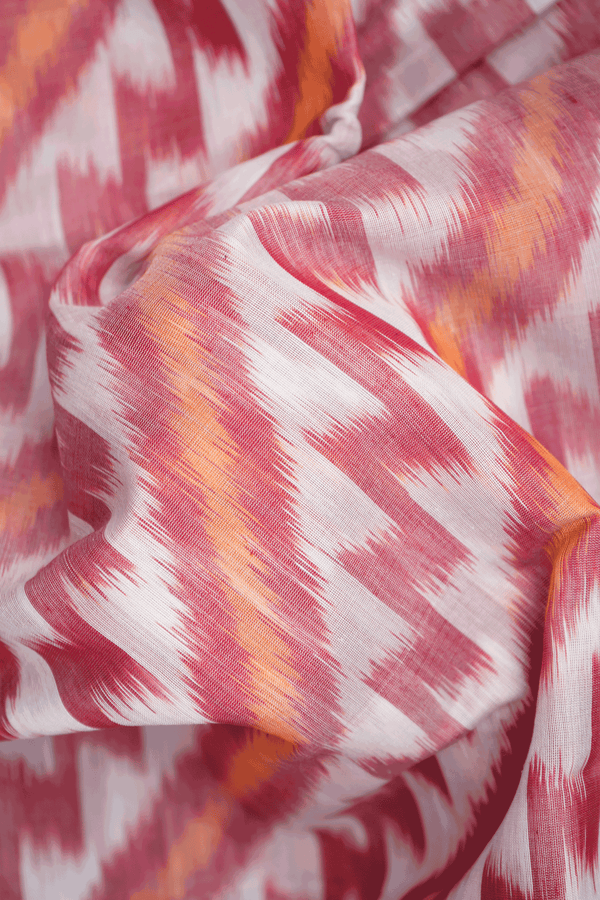 Allover Diagonal Design White Kora Silk Cotton Saree