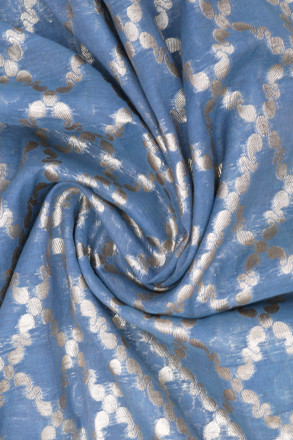 Allover Diamond Design Dusty Blue Semi Banarasi Silk Dupatta