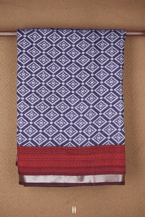 Allover Diamond Design Regal Purple Chanderi Cotton Saree