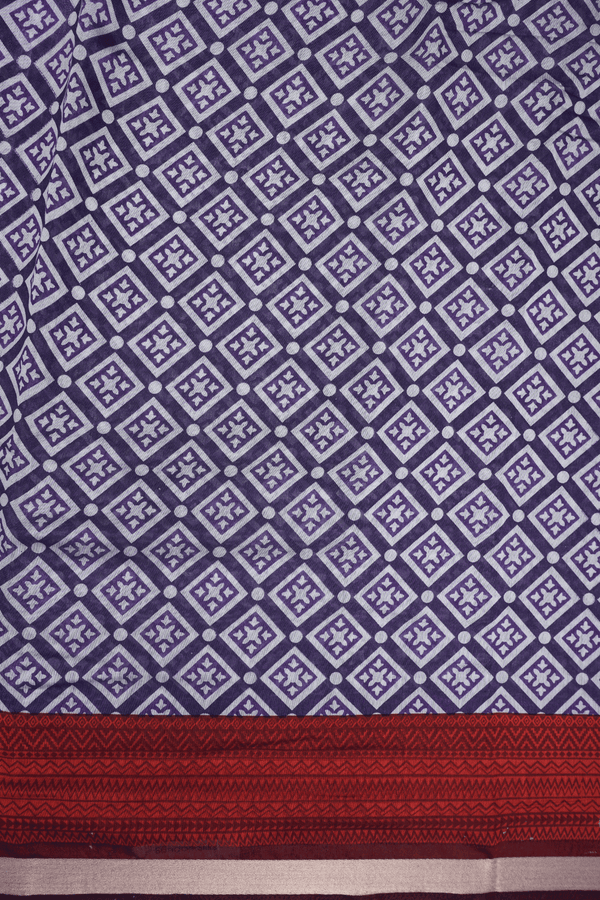 Allover Diamond Design Regal Purple Chanderi Cotton Saree